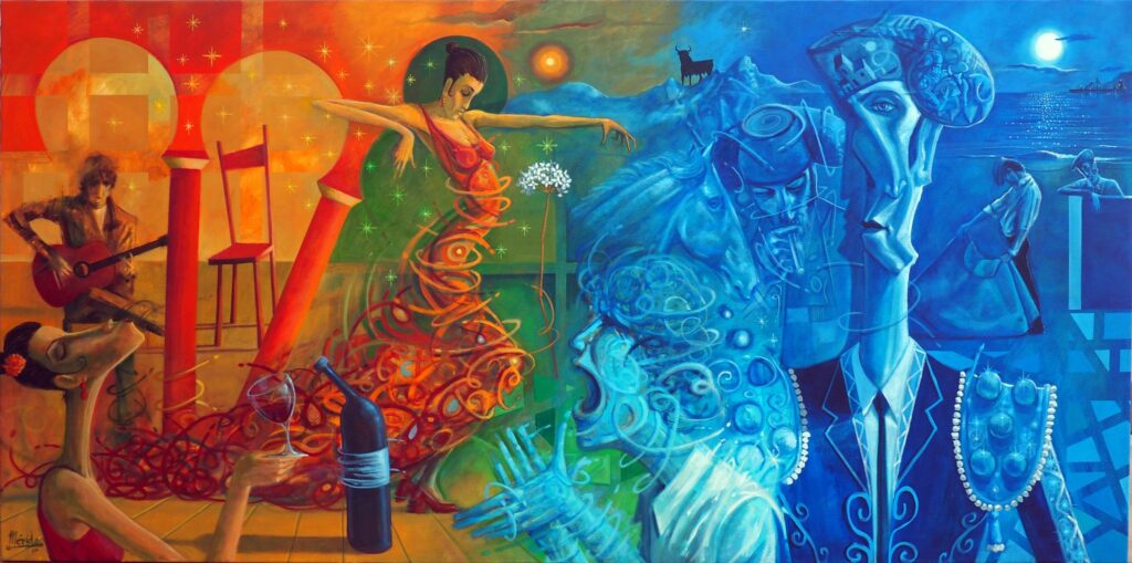 EL JARDÍN DE LOS DUENDES. Óleo-Tela. 97x195. Mlg 2020